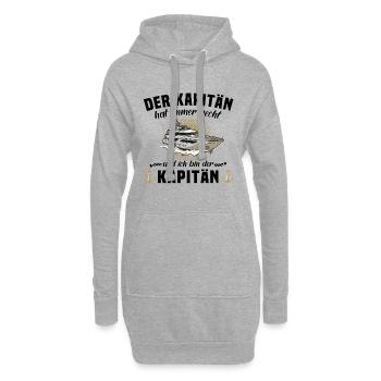 Der Kapitän hat immer recht ich bin der Kapitän - Hoodie-Kleid - Grau meliert - Vorne