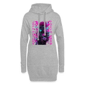 Neon Cyberpunk Vibe Warrior - Hoodie-Kleid - Grau meliert - Vorne