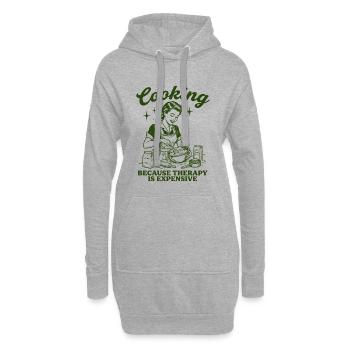 Cuisiner parce que la thérapie est chère rétro - Sweat-shirt à capuche long Femme - gris chiné - Devant