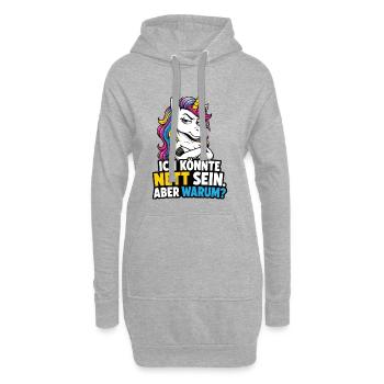 Ich Könnte Nett Sein Aber Warum Einhorn Spruch - Hoodie-Kleid - Grau meliert - Vorne