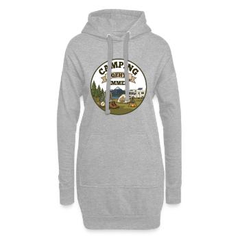 Camping geht immer mit Wohnmobil Camper Sprüche - Hoodie-Kleid - Grau meliert - Vorne