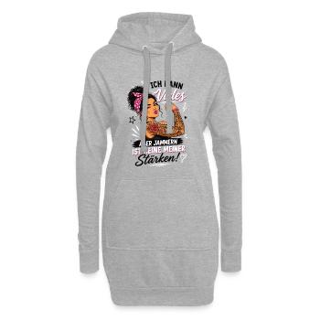 Ich Kann Vieles Aber Jammern Ist Keine Stärke - Hoodie-Kleid - Grau meliert - Vorne