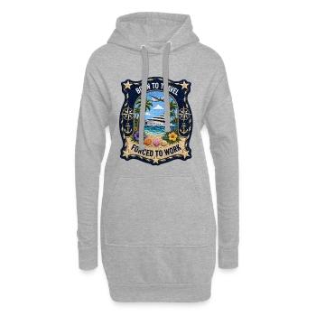 Born to Travel Palm Sea Beach with Yacht Ship  - Hoodie-Kleid - Grau meliert - Vorne