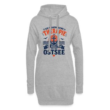 Ich brauche keine Therapie ich muss an die Ostsee - Hoodie-Kleid - Grau meliert - Vorne