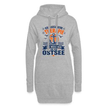 Ich brauche keine Therapie ich muss an die Ostsee - Hoodie-Kleid - Grau meliert - Vorne