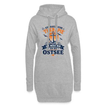 Ich brauche keine Therapie ich muss an die Ostsee - Hoodie-Kleid - Grau meliert - Vorne