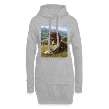 Kleiner Münsterländer - Sweat-shirt à capuche long Femme - gris chiné - Devant