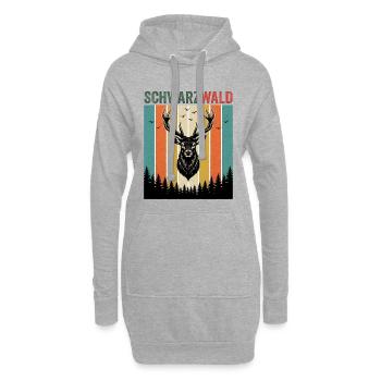Ein Hirsch im Wald mit Vögel Natur Schwarzwald - Hoodie-Kleid - Grau meliert - Vorne