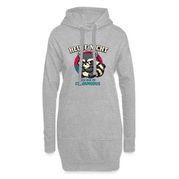 Heute nicht – frecher Waschbär im Chaosmodus - Hoodie-Kleid - Grau meliert - Vorne