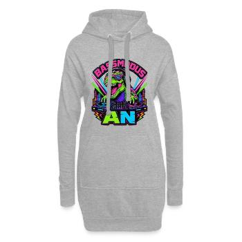 Mode basse activé – Dinosaures néon dans la cabine DJ - Sweat-shirt à capuche long Femme - gris chiné - Devant