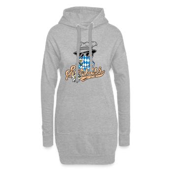 Homme bavarois à lunettes et chapeau bavarois Servus - Sweat-shirt à capuche long Femme - gris chiné - Devant