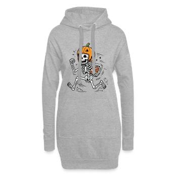 Halloween, America Football, Skeleton - Sweat-shirt à capuche long Femme - gris chiné - Devant