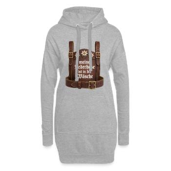 Meine Lederhose ist in der Wäsche Bayern Sprüche - Hoodie-Kleid - Grau meliert - Vorne