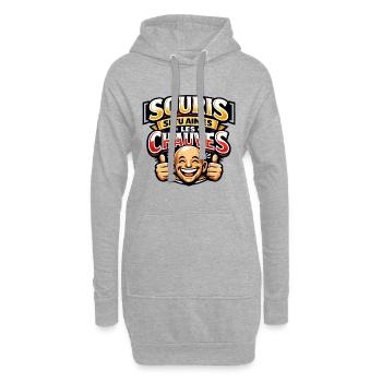 Souris Si tu aimes les chauves Französischer Humor - Hoodie-Kleid - Grau meliert - Vorne