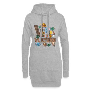 V ist für Geier-Zoo-Party Dschungel-Zoo-Geburtstag - Hoodie-Kleid - Grau meliert - Vorne