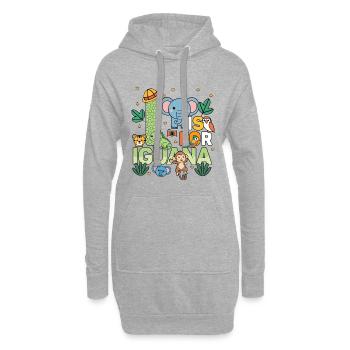 I est pour la fête du zoo d’iguanes, anniversaire du zoo de la jungle - Sweat-shirt à capuche long Femme - gris chiné - Devant
