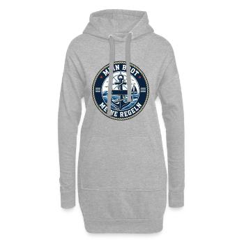 Mon bateau, mes règles – Déclaration du capitaine - Sweat-shirt à capuche long Femme - gris chiné - Devant