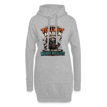 Tollwut? Du stehst oben auf meiner Bissliste - Hoodie-Kleid - Grau meliert - Vorne