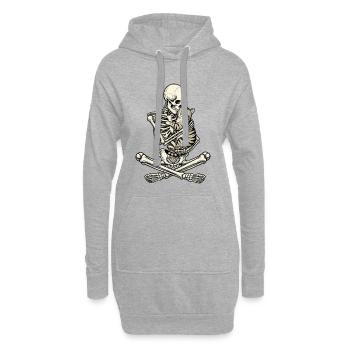 Squelette, Chat, Halloween - Sweat-shirt à capuche long Femme - gris chiné - Devant