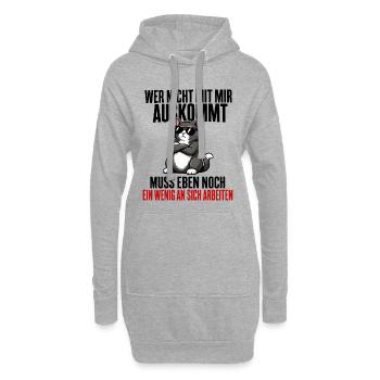 Wer nicht mit mir auskommt Katze - Hoodie-Kleid - Grau meliert - Vorne