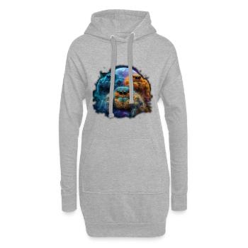 Araignées sauteuses Pleine Lune Kawaii Chibi Araignée Sauteuse - Sweat-shirt à capuche long Femme - gris chiné - Devant