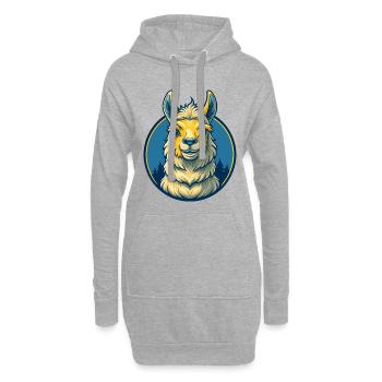 Llama Kawaii Maskottchen-Cartoon-Charakter-Clipart-Logo - Hoodie-Kleid - Grau meliert - Vorne