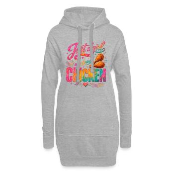 Juste une fille La poule adore les poulets - Sweat-shirt à capuche long Femme - gris chiné - Devant