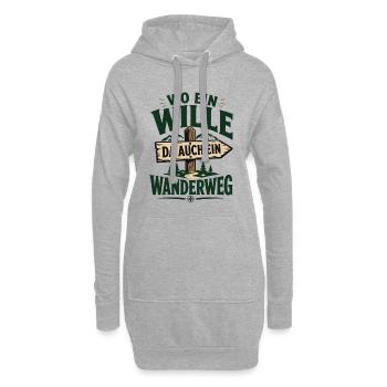Wo ein Wille da auch ein Wanderweg - Hoodie-Kleid - Grau meliert - Vorne