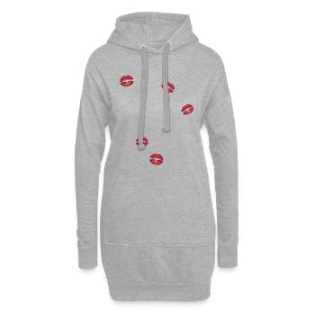 Des lèvres partout embrassant des lèvres avec des imprimés de rouge à lèvres - Sweat-shirt à capuche long Femme - gris chiné - Devant