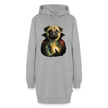 Chien carlin, chien d’Halloween déguisé en vampire - Sweat-shirt à capuche long Femme - gris chiné - Devant