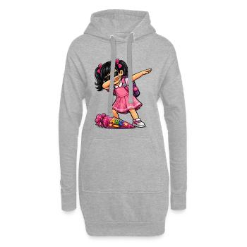 Dabbing ABC-Schützin schwarze Haare - Hoodie-Kleid - Grau meliert - Vorne
