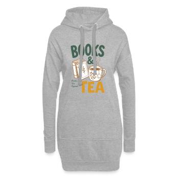 Books And Tea - Bücher & Tee Fans, Buchwurm Lesen - Hoodie-Kleid - Grau meliert - Vorne