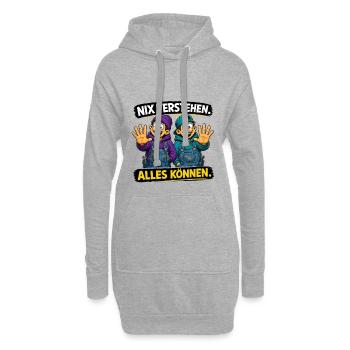 Nix verstehen. Alles können. – Lustiger Handwerker - Hoodie-Kleid - Grau meliert - Vorne