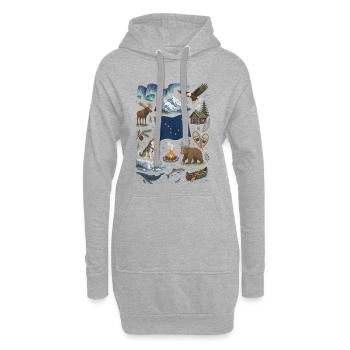 Alaska | Aurores boréales, nature sauvage et aventure - Sweat-shirt à capuche long Femme - gris chiné - Devant