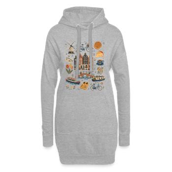 Netherlands | Canals, Tulips & Bicycles - Hoodie Dress - heather grey - Front