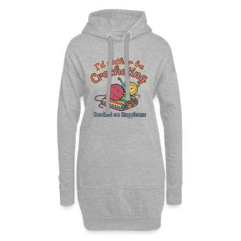 Ich würde lieber häkeln, süchtig nach Glück - Hoodie-Kleid - Grau meliert - Vorne