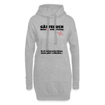 Gästebuch 18. Geburtstag lustige Gästeliste Junge  - Hoodie-Kleid - Grau meliert - Vorne