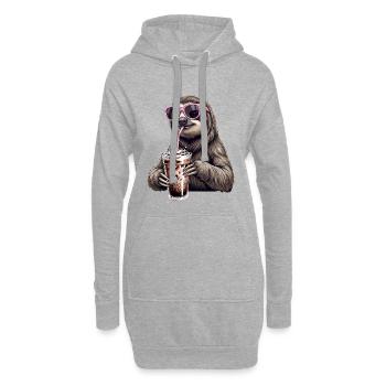 Faultier Eiskaffee  - Hoodie-Kleid - Grau meliert - Vorne
