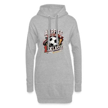 Anpfiff für die 1. Klasse. Einschulung Fußball - Hoodie-Kleid - Grau meliert - Vorne