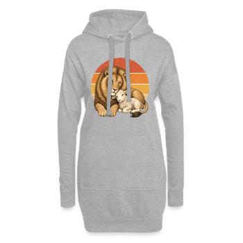 Löwe und Lamm - Hoodie-Kleid - Grau meliert - Vorne