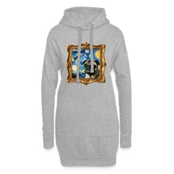 Mops Starry Night - Hoodie-Kleid - Grau meliert - Vorne