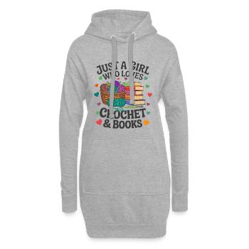 Girl and woman who loves crochet and books - Hoodie Dress - heather grey - Front