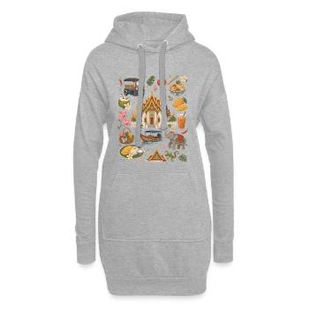 Thailand | Tempel, Streetfood & Fernweh - Hoodie-Kleid - Grau meliert - Vorne