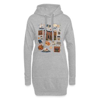 Boston | Küste & Geschichte - Hoodie-Kleid - Grau meliert - Vorne