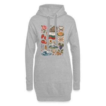 Bulgarien | Berge, Rosen & Heimatliebe - Hoodie-Kleid - Grau meliert - Vorne