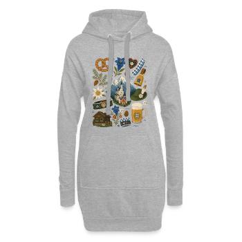 Bayern | Alpen, Brezn & Heimatgefühl - Hoodie-Kleid - Grau meliert - Vorne