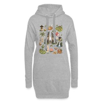 Bali | Tempel, Tropen & Fernweh - Hoodie-Kleid - Grau meliert - Vorne