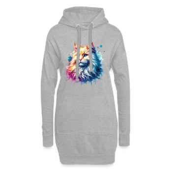 Turkish Angora Cat Motif - Hoodie Dress - heather grey - Front