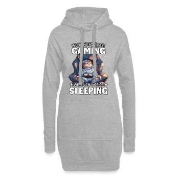 Wochenend Gaming: Schlafender Hase - Hoodie-Kleid - Grau meliert - Vorne