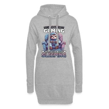 Wochenend-Gaming: Schlummerndes Faultier - Hoodie-Kleid - Grau meliert - Vorne